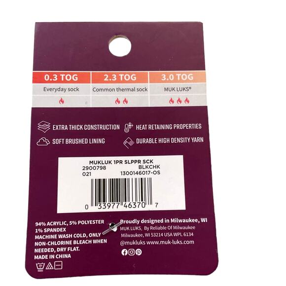 Muk Luks Slipper Socks Thermal Black White New with Tags - Picture 6 of 6